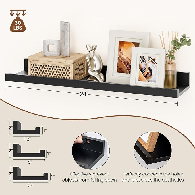 Heimlove Floating Shelves Set of 6, Display Shelf Organizer - Image 3