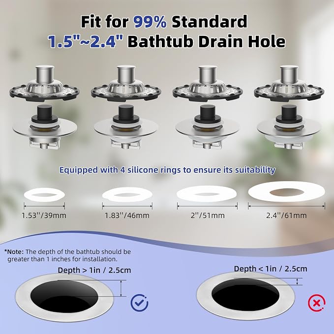 Universal Bathtub Drain Stopper Shower Drain Hair Catcher, Tub Stopper - Image 4