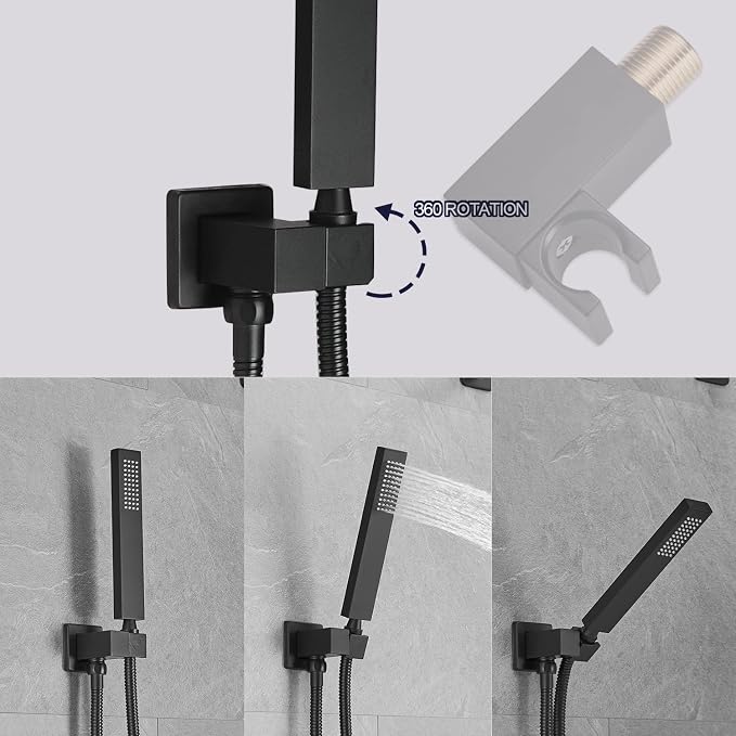 Rainfall Shower System Matte Black Shower Faucet Set - Image 5