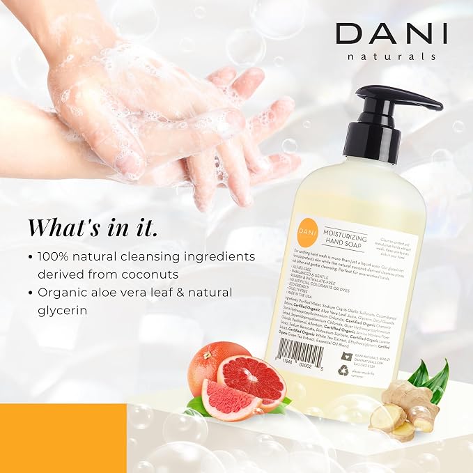DANI Naturals Moisturizing Hand Soap – Grapefruit Ginger Scent, Sulfate-Free & - Image 4
