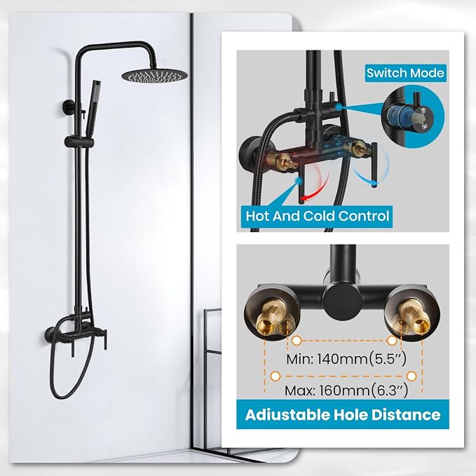 gotonovo Outdoor Shower Fixtures SUS304 Stainless Steel Rain Shower Kit Faucet - Image 4