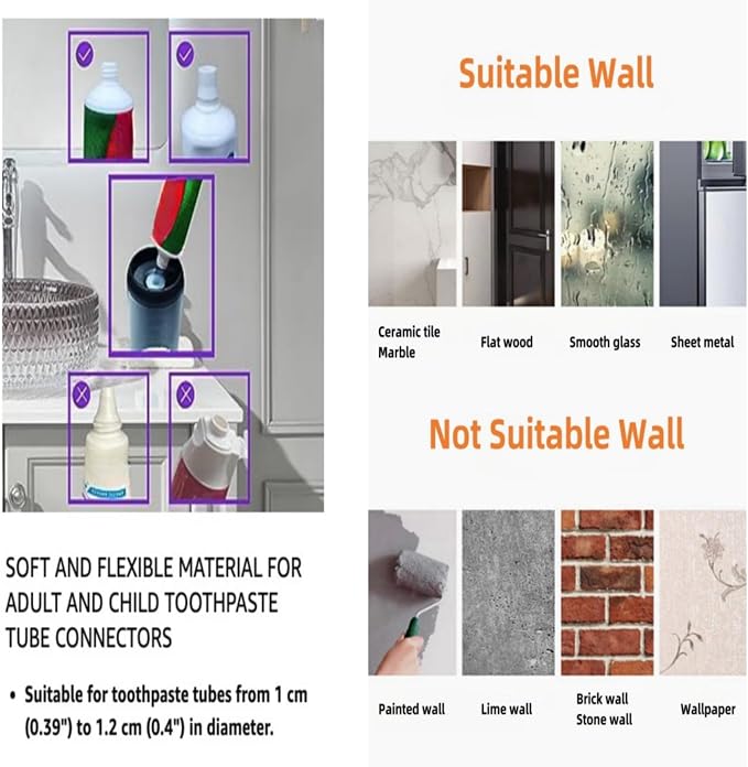 No-Drill Wall Mounted Toothbrush Holder, Bathroom Shelf, - Image 8