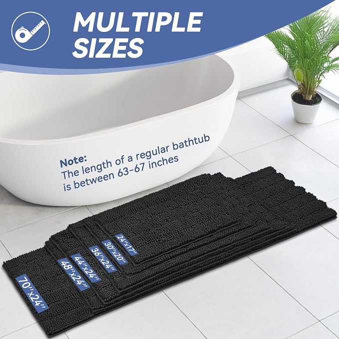 Bcoimo 36"×24" Chenille Bath Mat – Non-Slip - Image 2