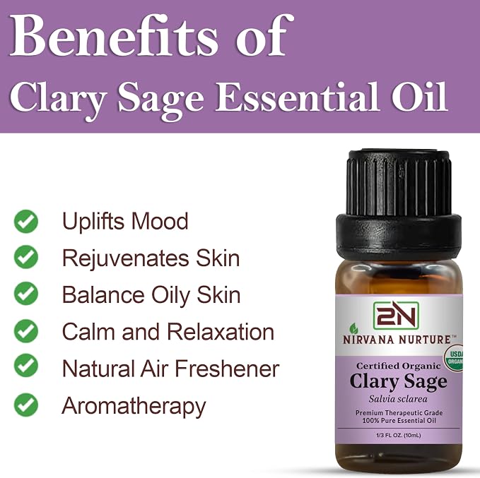 Clary Sage Essential Oil USDA Certified Organic, 100% Pure Natural Premium Grade - Image 3