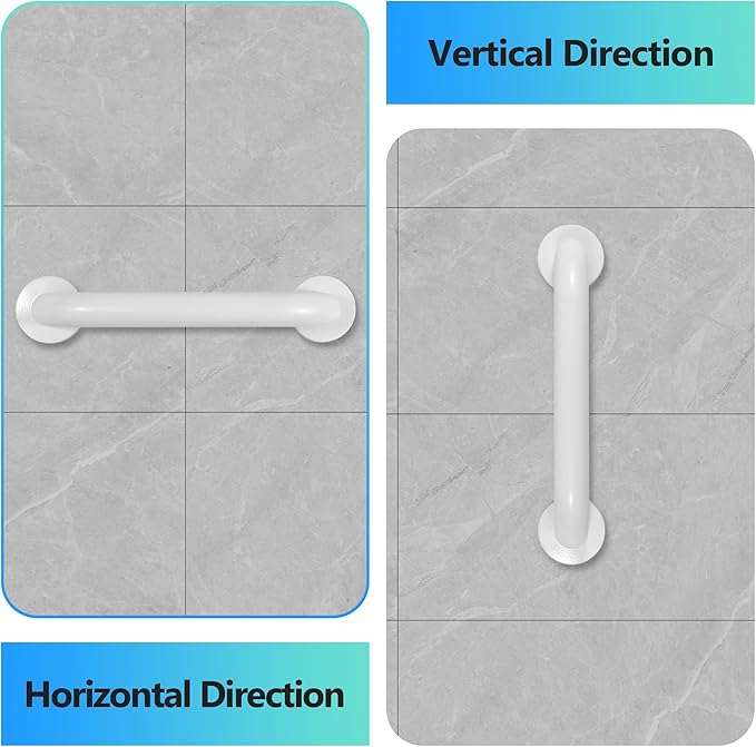 Shower Grab Bar, 2 Pack 16 Inch White Bathroom Safety Bar, 1.25" Diameter 304 - Image 5