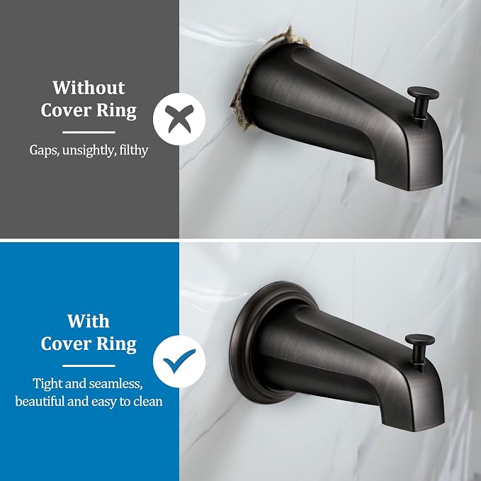 Enhon Metal Tub Spout Cover Ring, Bathroom Faucet Remodeling Wall Plate - Image 4
