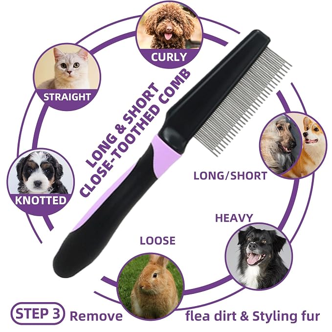 Dog Brush for Shedding, Slicker Brush, Dematting Comb, Nail Clipper, Bath Brush - Image 4