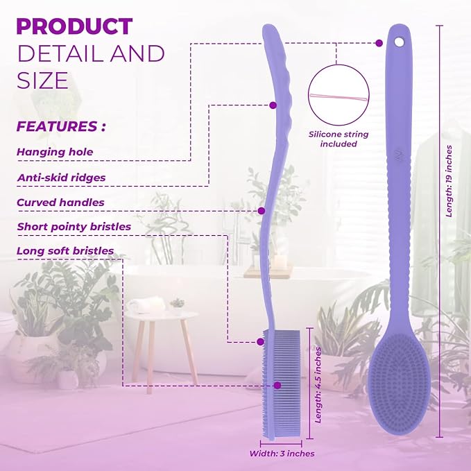 Avilana Back Scrubber for Shower, 19 inch Silicone Body Scrubber - Image 7