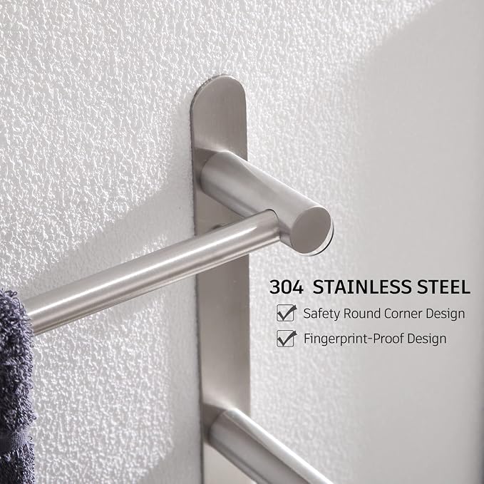 KOKOSIRI Bath Towel Bars Stainless Steel Bathroom 3-Tiers Ladder Towel Rack - Image 3