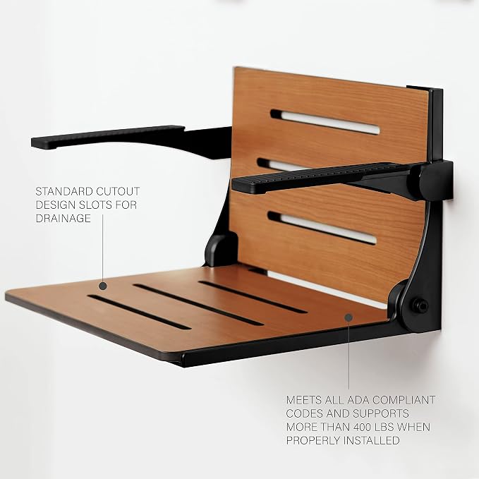 Seachrome Silhouette Comfort Folding Wall Mount Shower Bench Seat - Image 3