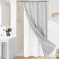 3 in 1 Stall Half Size Light Grey Shower Curtain Set-36 W x 72 H, Modern Waffle by Unknown