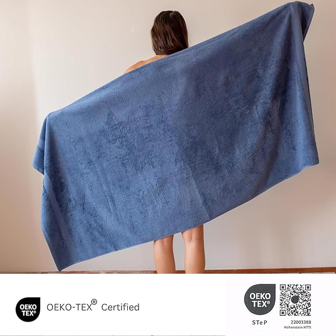 SALBAKOS 100% Turkish Cotton Extra Large Bath Sheet Set of 2 35x70 inch | - Image 4