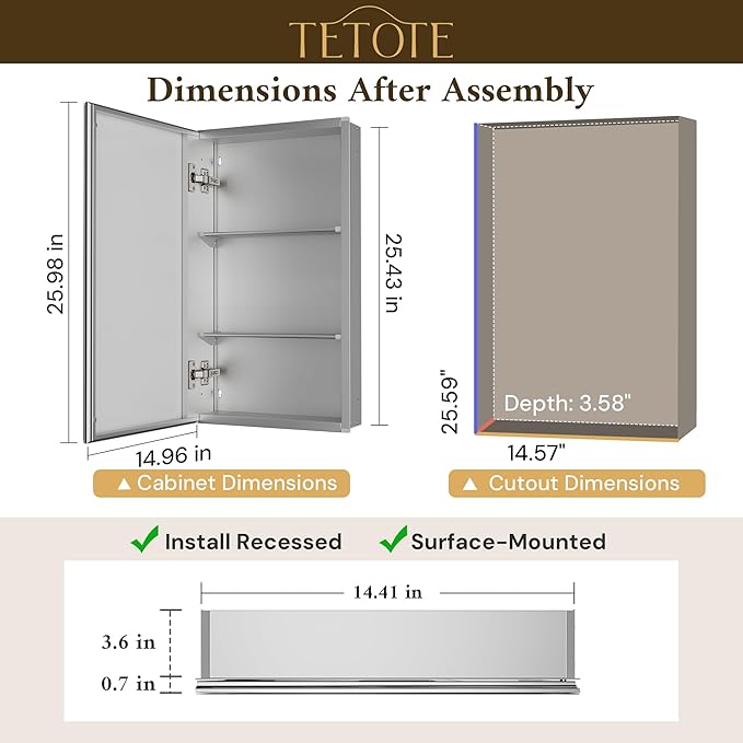 TETOTE 15 x 26 Bathroom Mirror - Image 2
