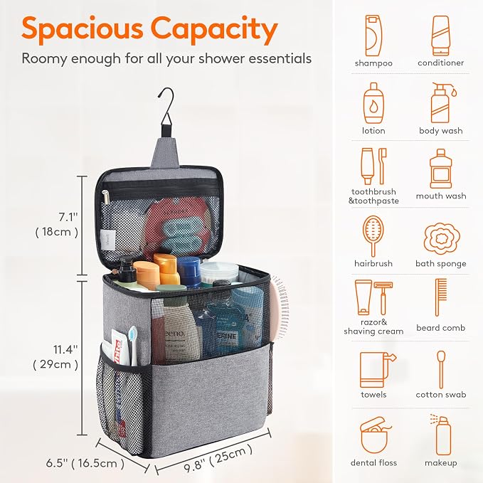 Lifewit Mesh Shower Caddy Bag Portable College Dorm Room Essentials Caddy Tote - Image 2