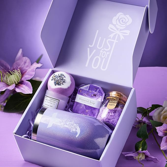 Birthday Gifts for Women, Relaxing Lavender Spa Gift Basket Set - Image 2