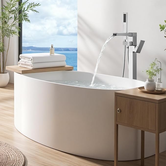 Freestanding Tub Faucet Brushed Nickel: ALEASHA High Flow Max 6.74 GPM Free - Image 8