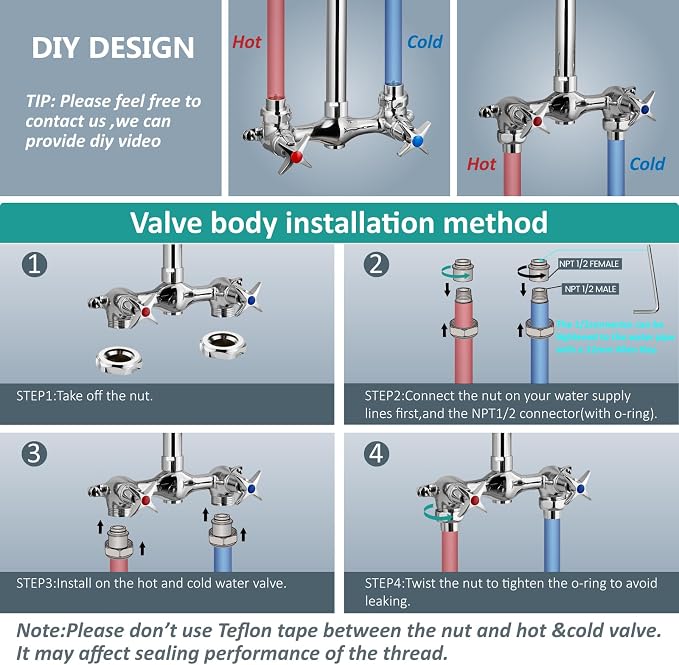 Aolemi Outdoor Shower Kit Fixtures Faucet System Double Handle Exposed Shower - Image 9