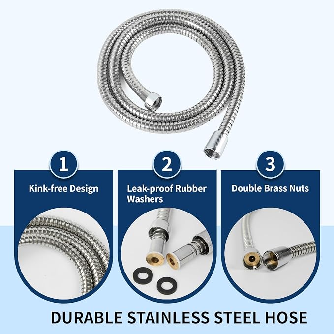 Hand Held Shower Head, High Pressure 6 Spray Mode Handheld Showerhead, Chrome - Image 4