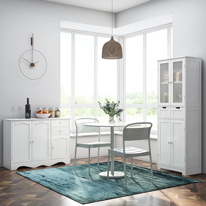 HORSTORS 67" Tall Bathroom Storage Cabinet, Freestanding Linen Cabinet - Image 5