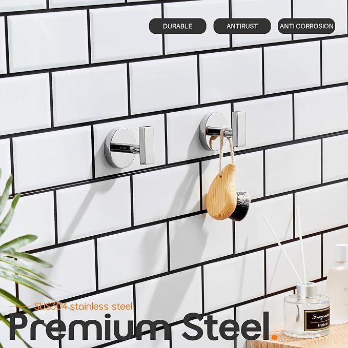Robe Hook Polished Chrome Bath Towel Hooks Stainless Steel Wall Hooks - Image 2