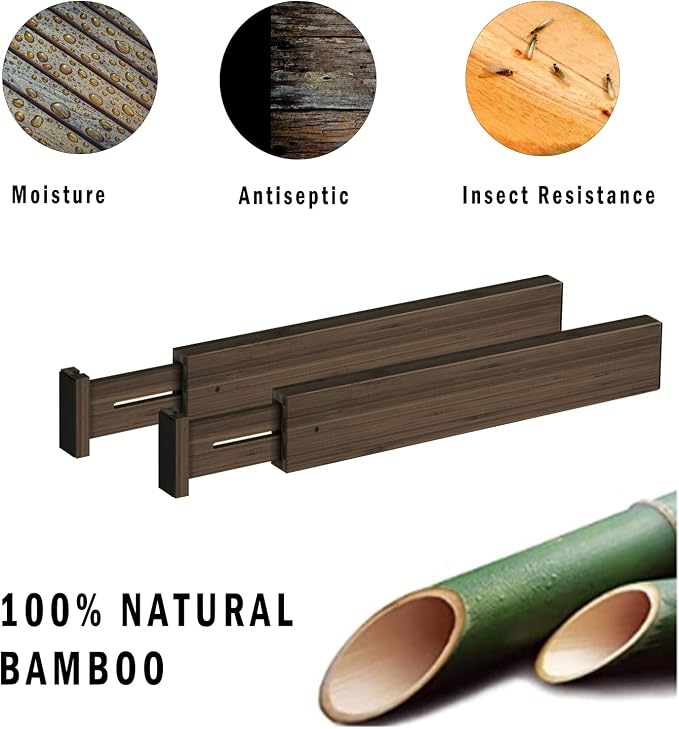 BAMEOS Drawer Divider, Expandable Bamboo Separators Adjustable Utensil Knife - Image 6