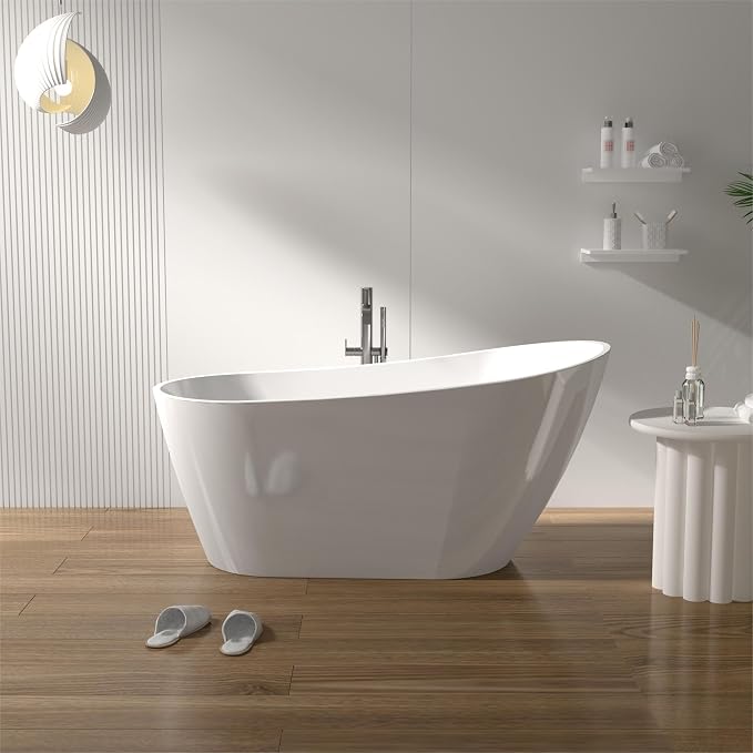 ABRUZZO 59"x27.56" Acrylic Freestanding Bathtub Contemporary Soaking Tub by ABRUZZO