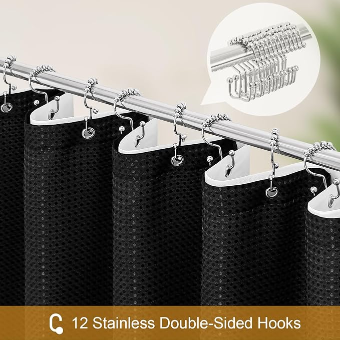 3 in 1 Shower Curtain Set, Waterproof Fabric Shower Curtains - Image 3