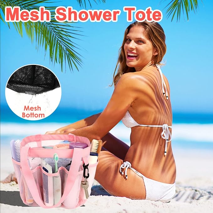 Mesh Shower Caddy Portable for College Dorm Room Essentials, 8-Pocket Large - Image 5