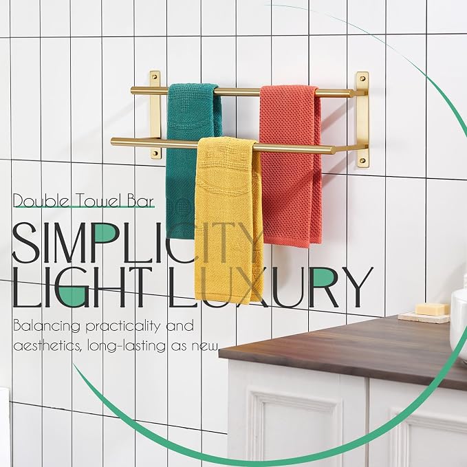 KOKOSIRI 20 Inch Bathroom Towel Racks Double Towel Bar Bath Towel Holder Towel - Image 3