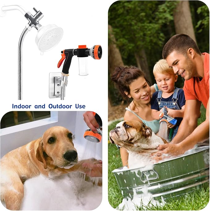 Dog Shower Attachment Water Hose Nozzle Sprayer Set - Image 2