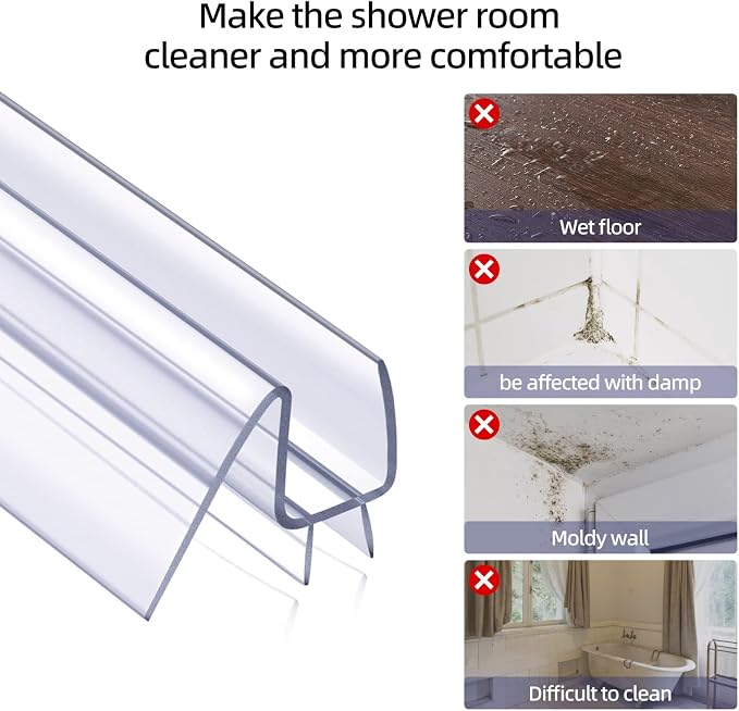 POZIA Shower Door Bottom Seal Frameless Glass Shower Door Seal Strip Clear - Image 6