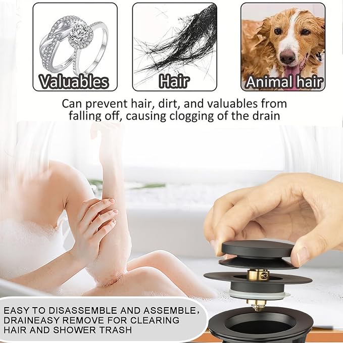 Yariwiz 1-1/2" Matte Black Bathtub Tub Drain Kit Bath Waste Overflow Drain Tube - Image 5