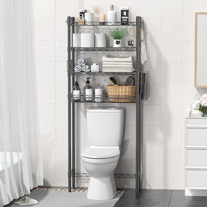 4-Tier Toilet Shelf Storage, Bathroom Organizer Shelves Over Toilet Storage - Image 5