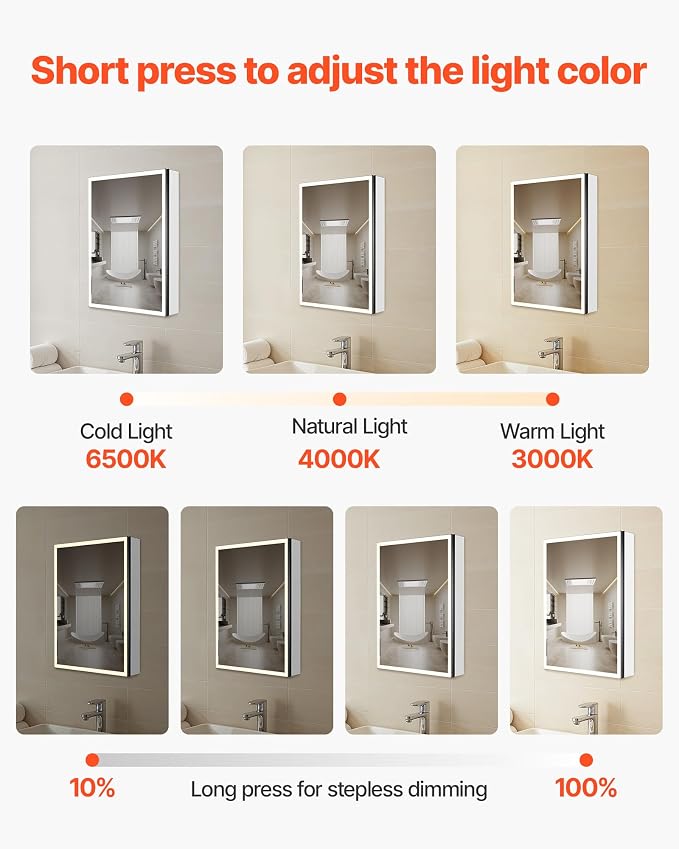 VEVOR Lighted Medicine Cabinet - Image 3