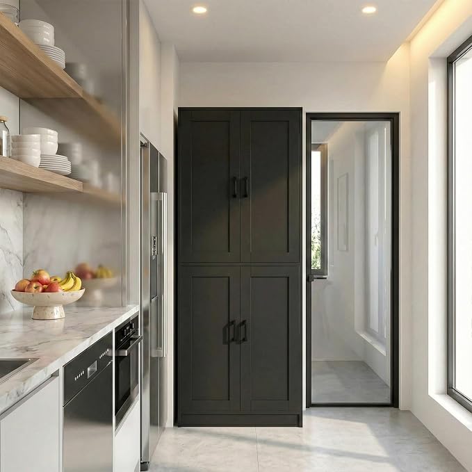 71" Tall Kitchen Pantry Cabinet, Freestanding Food Storage Organizer - Image 8