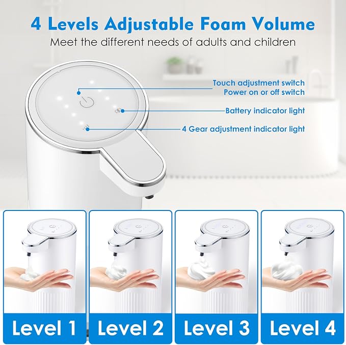2 Pack Automatic Soap Dispenser Touchless, Rechargeable Foaming Hand Soap - Image 3