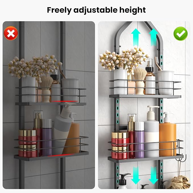Shower Caddy Hanging, Adjustable Anti-Swing-Over The Shower Head Caddy - Image 4