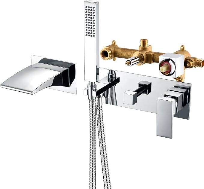 SUMERAIN Wall Mount Tub Faucets, Waterfall Tub Filler Spout by SUMERAINFAUCETS