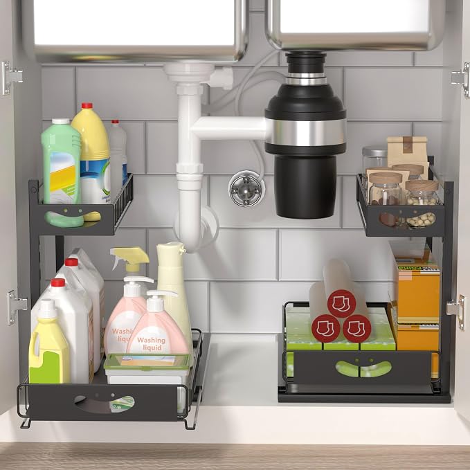 Under Sink Organizer with Pull-Out Drawers, Kitchen Sink Organizer, 2 Tier - Image 3