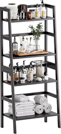 HITNET Black Bookshelf, 4-Tier Ladder Shelf, Freestanding Leaning Bookcase by HITNET