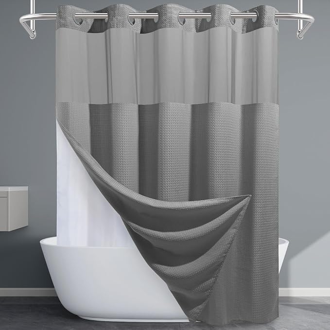 Long No Hook Shower Curtain by EUTXL