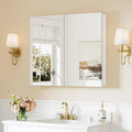 Keonjinn 30 x 26 Inch White Medicine Cabinet Mirror, Assembly Needed, in Wall by Keonjinn