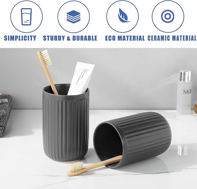 Matte Grey Toothbrush Holders for Bathrooms - Image 6