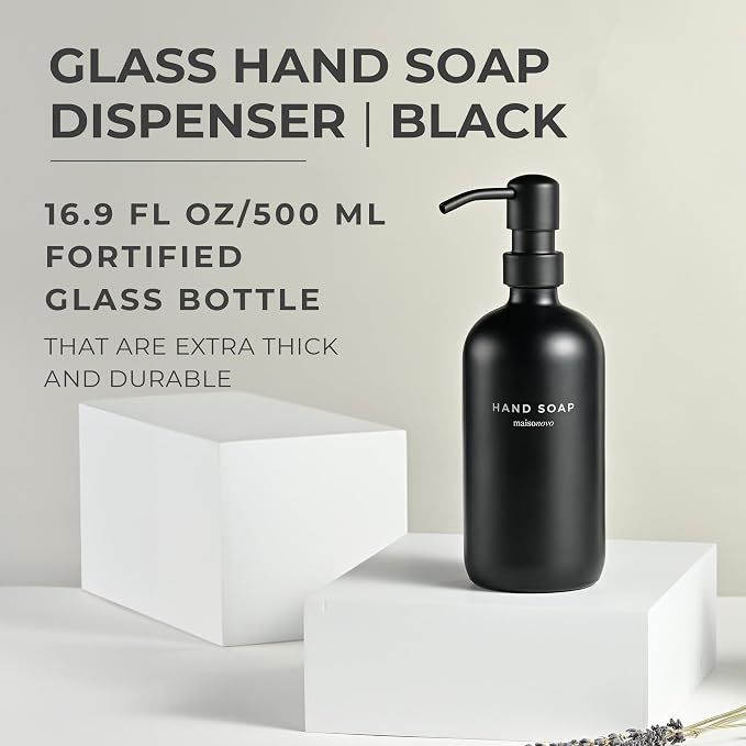 MaisoNovo Soap Dispenser 1-Piece Set | 16.9oz Black Bottles - Image 2