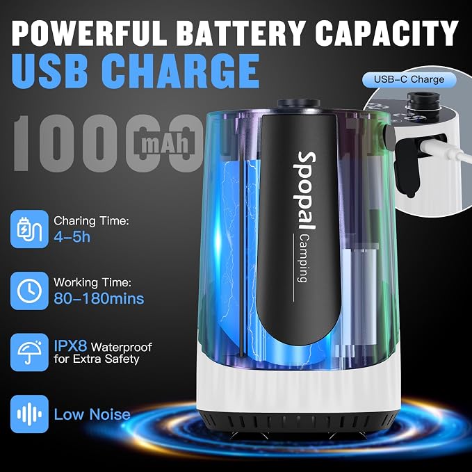 Portable Shower for Camping, 10000mAh Rechargeable Camping Shower - Image 2