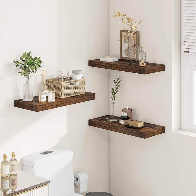 Vivelove 12" Deep Floating Shelves Over Toilet, Farmhouse Rustic Shelves - Image 2