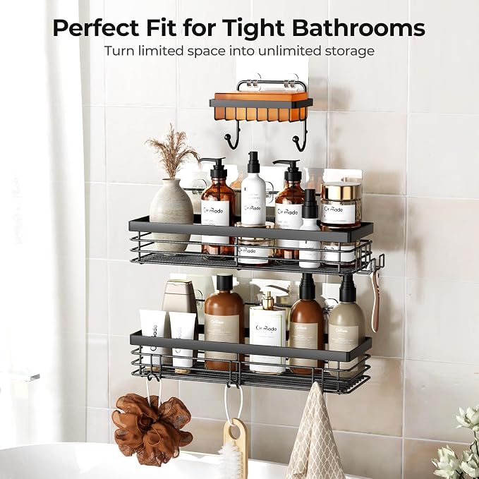 Orimade Adhesive Shower Caddy Soap Dish Holder Shelf - Image 9