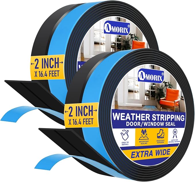 Weather Stripping 32.8FT x 2in Door Draft Stopper Silicone Seal Strip by AMORIX