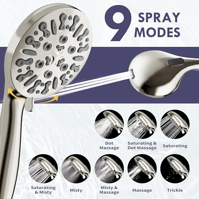 HOWUWEY Dual Shower Heads with Handheld Spray Combo, 7.5" High Pressure - Image 6