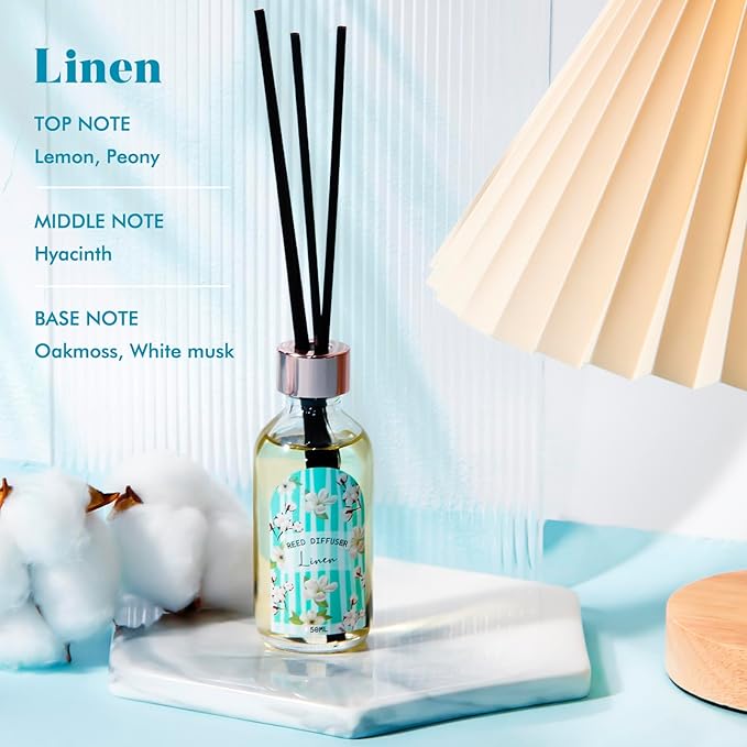Reed Diffuser Set of 3 Pack, Linen Vanilla Citrus Scented Oil Diffuser - Image 4